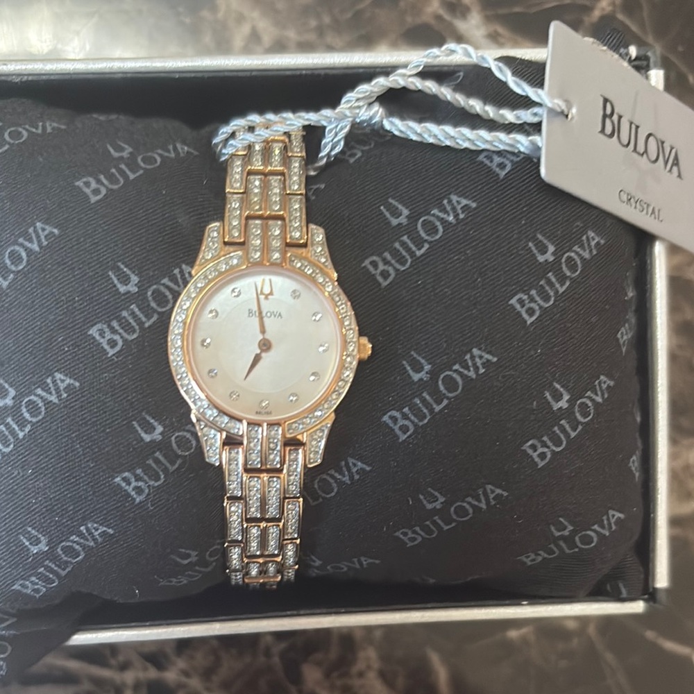 Bulova Crystal-Accented Gold Women's Watch